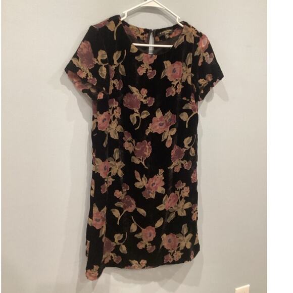 Massimo Fabro Women Velvet Burnout Dress Size Small Black Floral Grunge Romantic - Picture 1 of 8